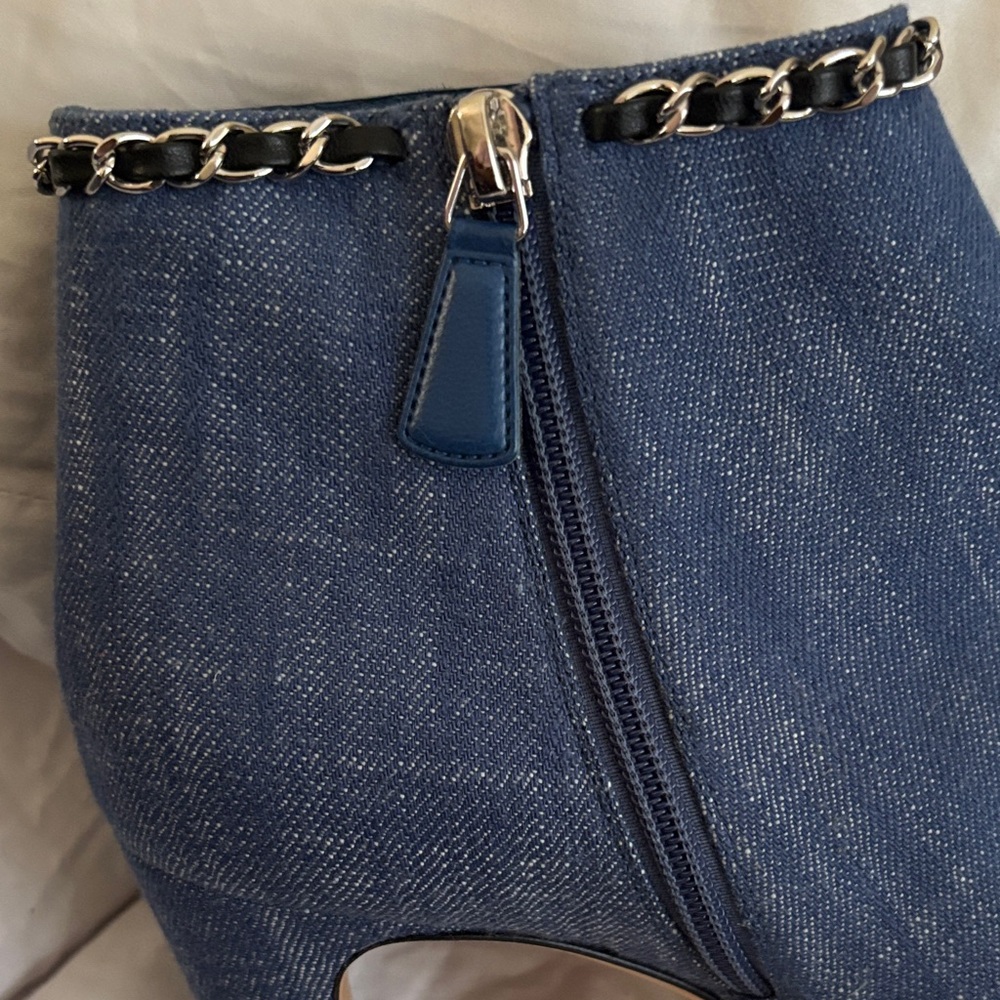 CHANEL Denim Blue Heeled Ankle Boots - Picture 7 of 7